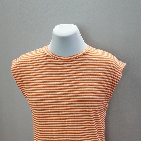 FRNCH stripes crew neck cap sleeves relax fit maxi dress - Picture 5 of 11